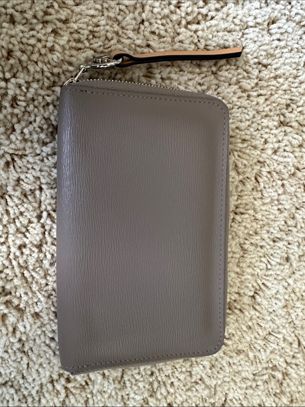 Taupe Zip Wallet - Minimal Leather Organizer